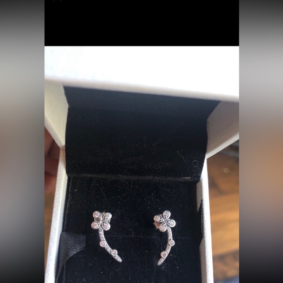 Draped Four-Petal Flower Stud Earrings from Pandora - retired - Picture 4 of 11